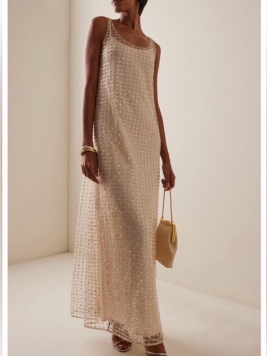 STAUD Dresses & Skirts - STAUD beaded aurielle tulle maxi dress with silk lining